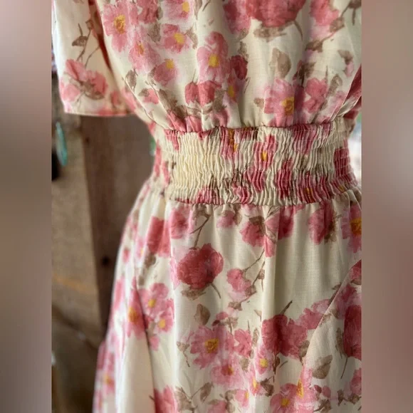 Vintage Rabbit Designs Cottage-Core Romantic Candlelight Pink Floral Dress 8 - Picture 7 of 11